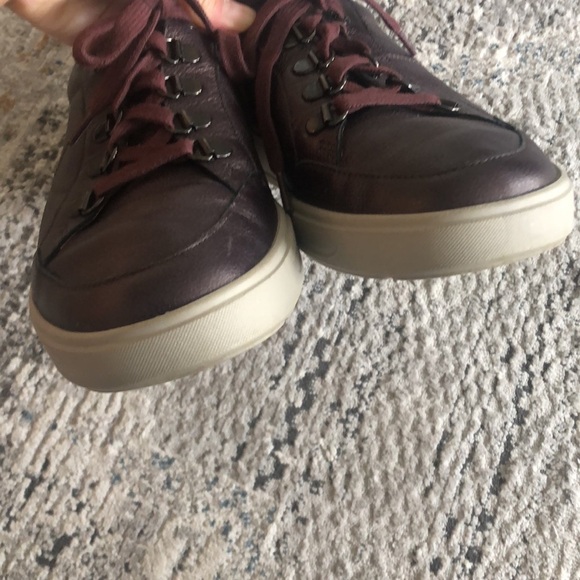 Ganter Shimmery Metallic Wine Genuine Leather Sneakers Lace Up Comfort Shoes - Picture 7 of 13